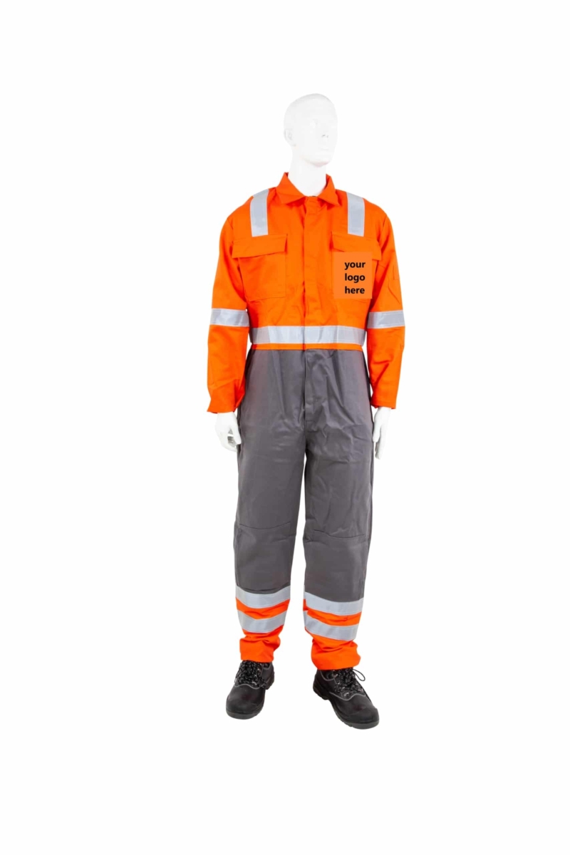 Navy/Orange or Grey/Orange Flame Retardant Hi Vis Overalls - Image 2