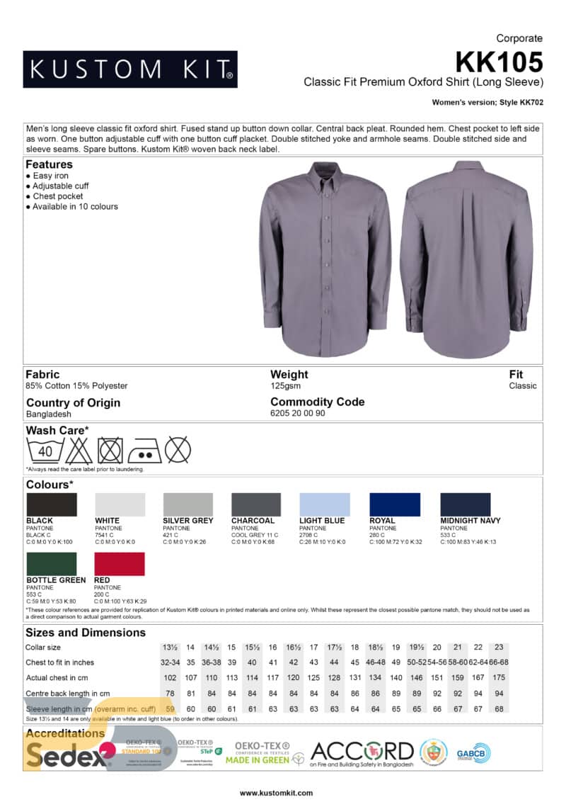 Classic Fit Long Sleeve Premium Oxford Shirt - Image 11