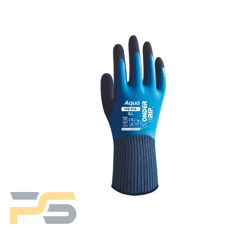 Wondergrip WG-318 Aqua Fully Coated latex Glove