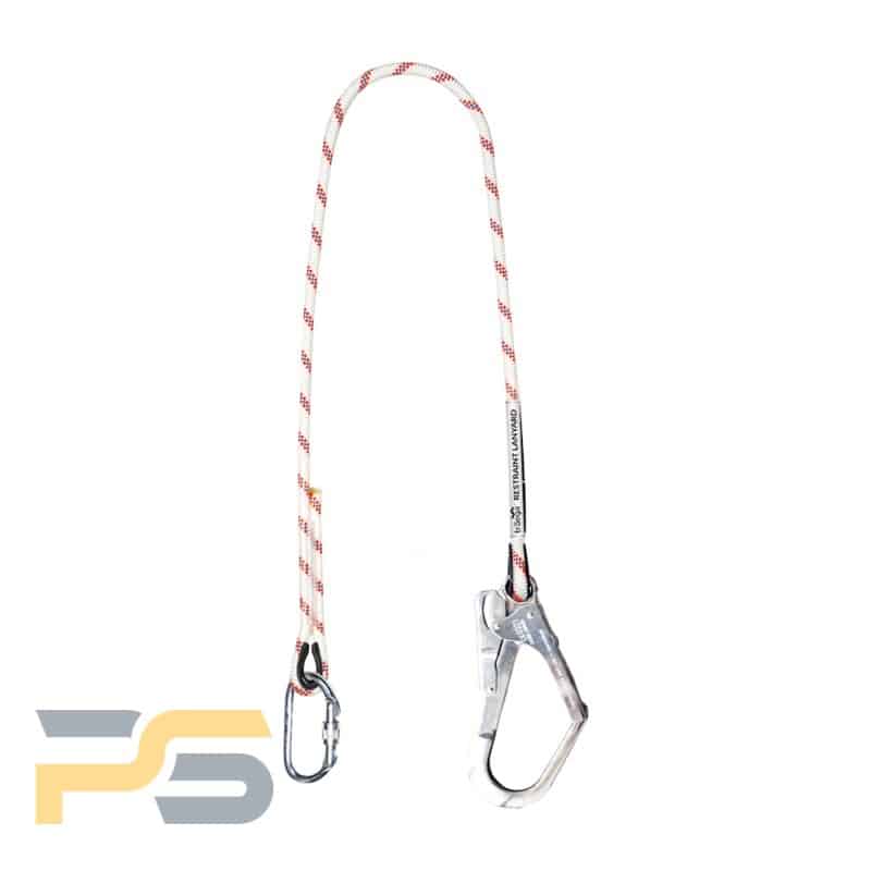 Restraint Lanyard 1.5m with Steel Carabiner and Scaffold Hook