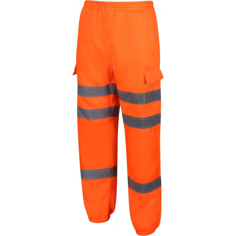 Orange Hi Vis Fleece Cargo Jogging Bottoms RIS-3279 - Image 2