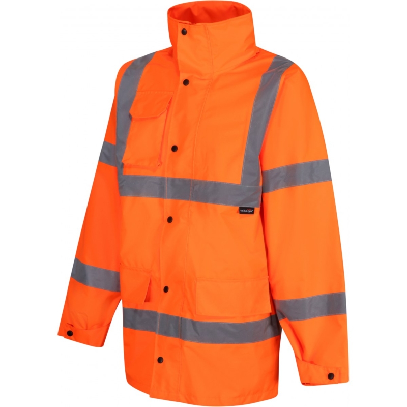 Orange Waterproof Breathable Hi Vis Jacket RIS-3279 - Image 2