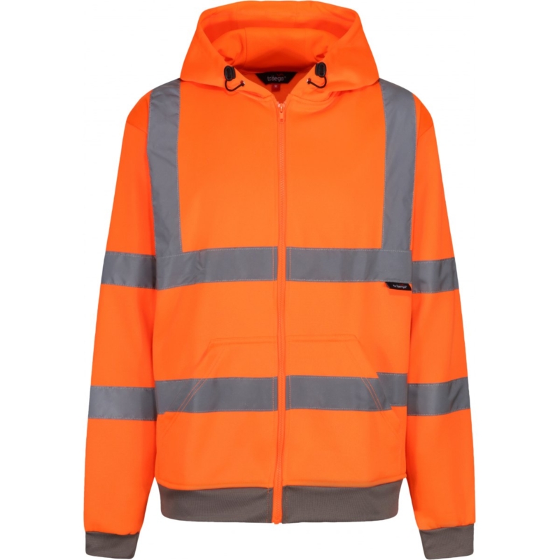 Orange Hi Vis Zip Front Hoodie RIS-3279